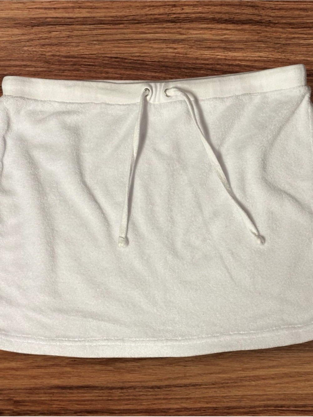 Vintage Y2K Steve Madden Women’s White Terry Cloth Drawstring Mini Skirt